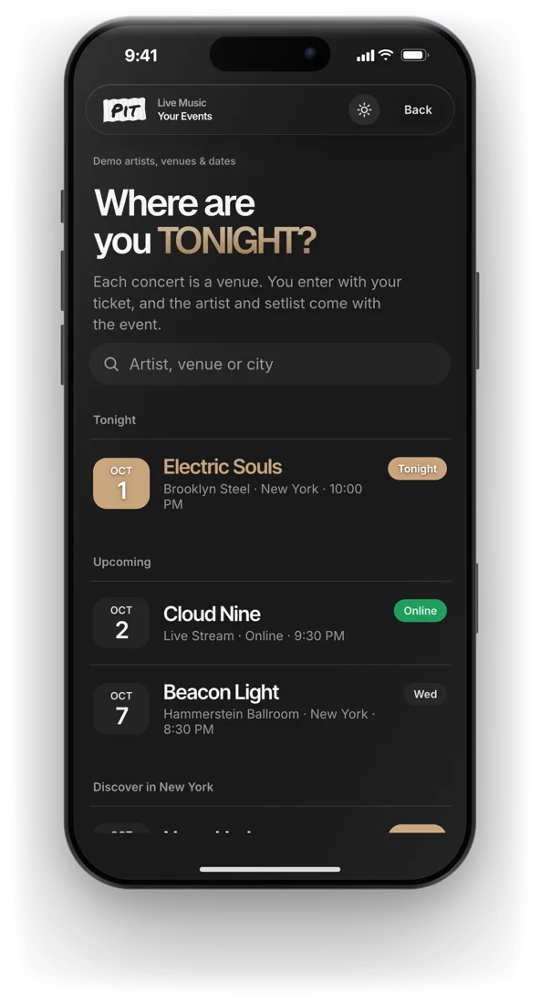 Events: where are you tonight, with Brooklyn Steel tonight